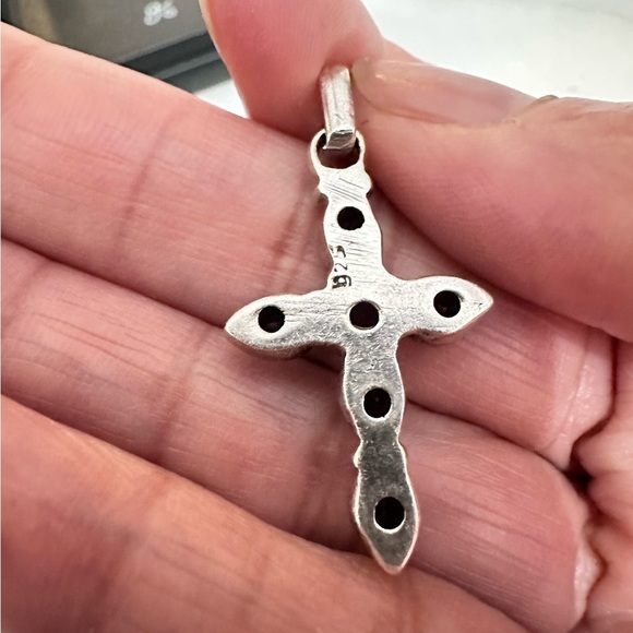 CROSS Amethyst Pendant Sterling Silver Pave Set Deep Purple Tear Drop Round 4030 - Picture 9 of 10